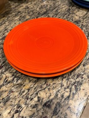 Vintage Fiesta Bright Orange Ceramic Dinner Plates